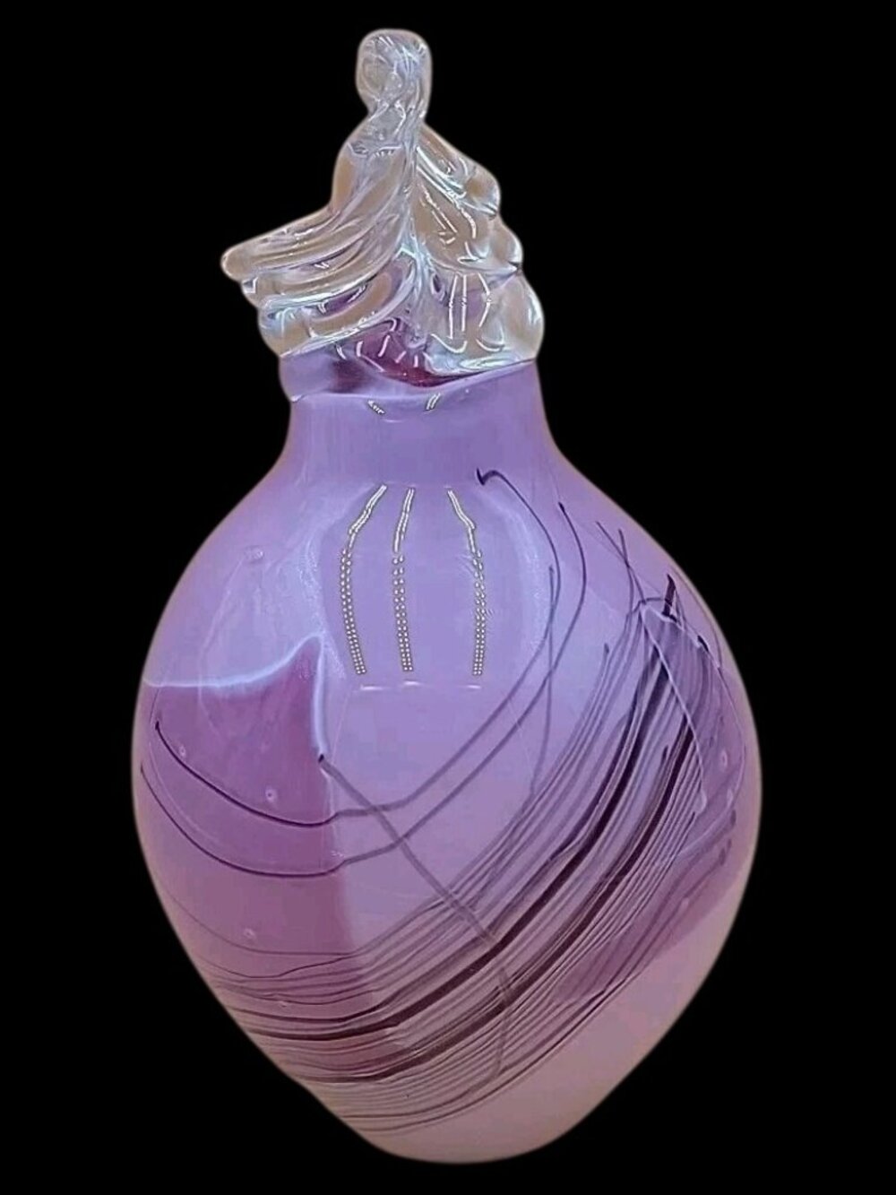 Vintage 1968 Signed Murano Style Art Glass Vase Pink Purple Swirl VCL 8006 12.5"